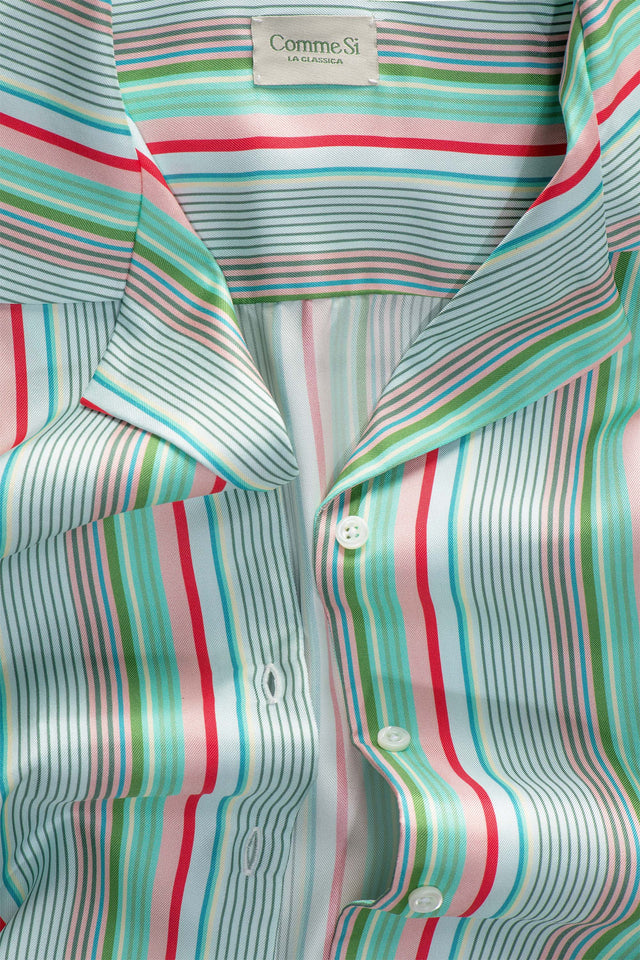 Notched Collar Shirt, Silk Twill